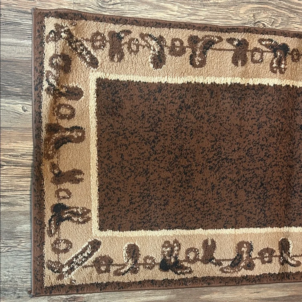 Western Themed cowboy Boot Brown & Tan Decorative Area Rug Runner 2 x 7